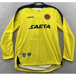 Saeta Shirt Mens Small Soccer Jertsey Columbia #2 Redec Yellow Long Sleeve